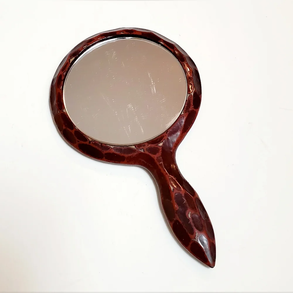 Vintage Handcarved Small Hand Mirror